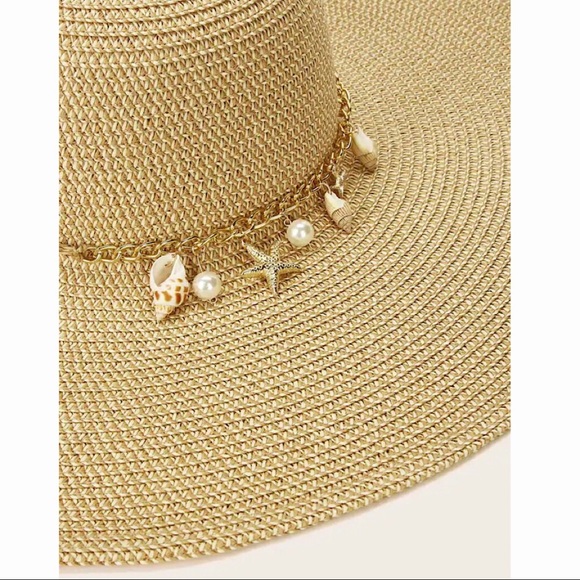 Star Fish Shell Hat Accessories | Wide Sun Hat Beach Theme Shells Starfish | Poshmark